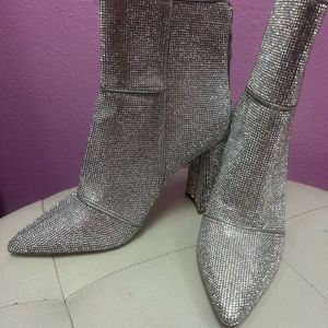 Steve Madden Rhinestone Embellished Block Heel Booties
